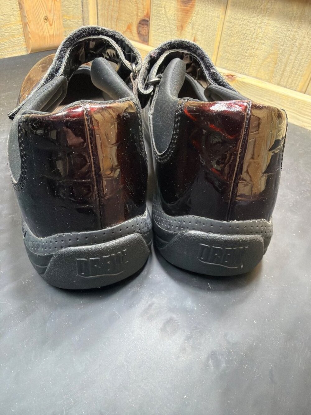 Drew Rose Black Burgundy Croc Patent Mary Jane Comfort Shoes Womens 8M - Picture 5 of 9